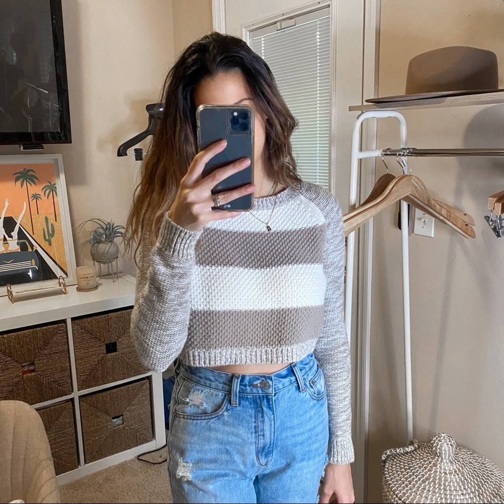 Colorblock Crop Sweater